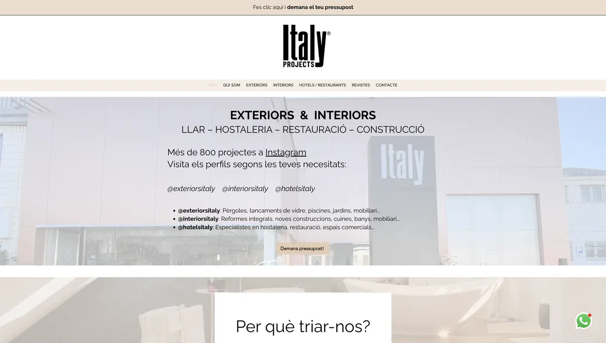 Web de projecte a Itàlia